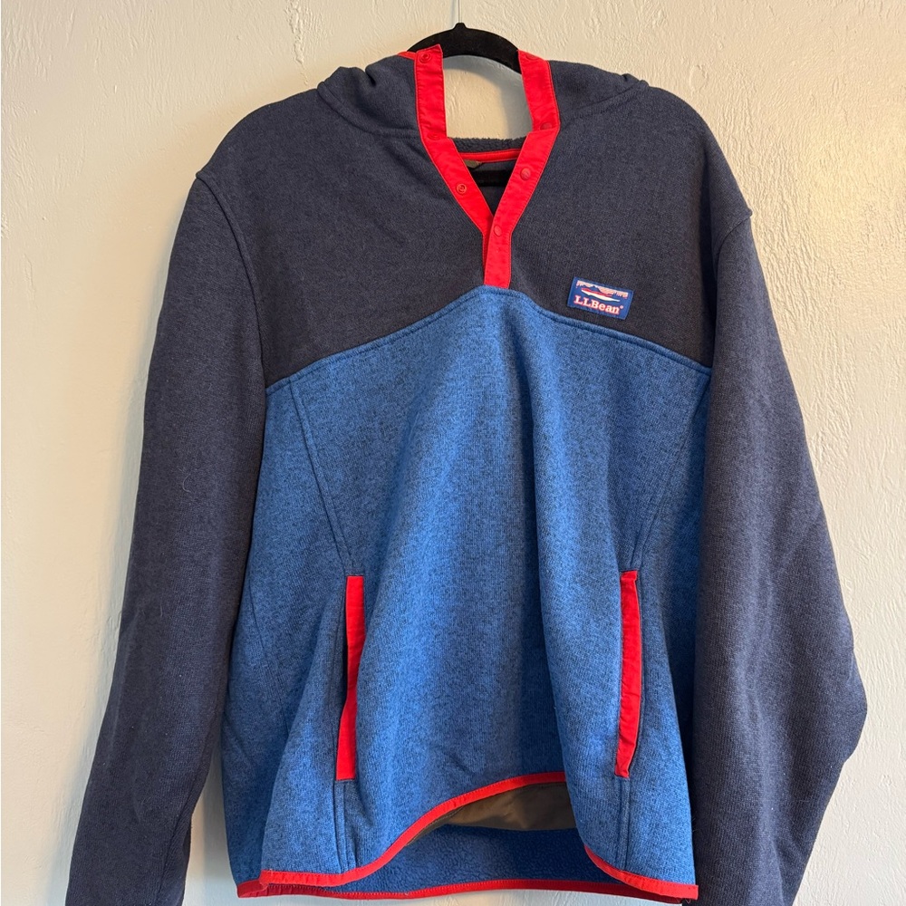 L.L. Bean Baby & Navy Hoodie with Red Trim